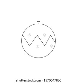 Christmas tree toy line icon on white background 