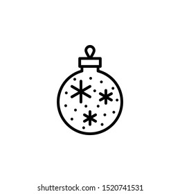Christmas tree toy line thin icon on white background. Vector illustration eps10.