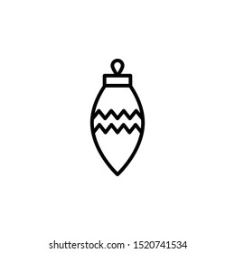 Christmas tree toy line thin icon on white background. Vector illustration eps10.