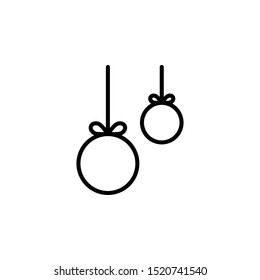 Christmas tree toy line thin icon on white background. Vector illustration eps10.