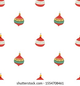 Christmas tree toy on cute holiday pattern