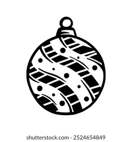 Christmas tree toy with ornaments. Xmas ball in a simple shape isolated on a white background. Vector illustration