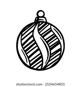Christmas tree toy with ornaments. Xmas ball in a simple shape isolated on a white background. Vector illustration
