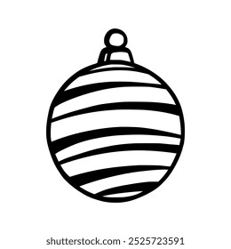 Christmas tree toy with ornaments. Xmas ball in a simple shape isolated on a white background. Vector illustration