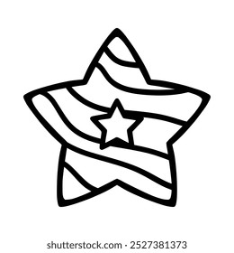Christmas tree toy with ornaments. Xmas star in a simple shape isolated on a white background. Vector illustration