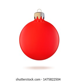 Christmas tree toy, red Christmas ball for decoration and design. Vector
