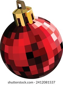 Christmas tree toy in red colour. Christmas ball. New Year decoration. Red holiday ball.Christmas tree ornament Flat vector illustration EPS10