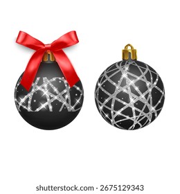 Christmas tree toy set isolated on white background, Festive Holiday Decorations. Vector object for christmas design