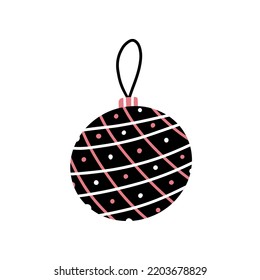 Christmas tree toy in a simple flat style. Christmas tree toy isolated on a white background. Vector New Year Christmas illustration.