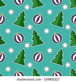 Christmas Tree Toy Snow Vector Seamless Pattern