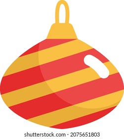 Christmas tree toy with stripes, illustration, vector, on a white background.