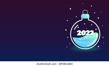 Christmas tree toy vector, dark background with christmas ball for decoration, neon style background, place for text 