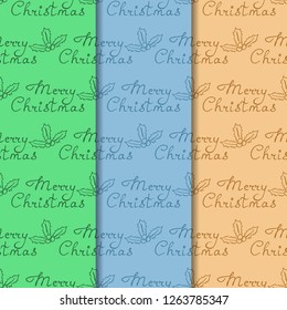 Christmas tree toys, holly pattern with handwritten lettering merry christmas
