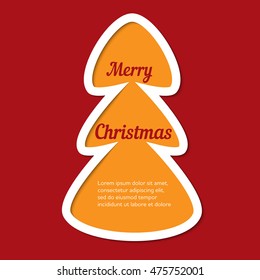 Christmas tree and toys paper cut design greeting card vector illustration