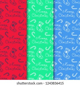 Christmas tree toys pattern with handwritten lettering merry christmas