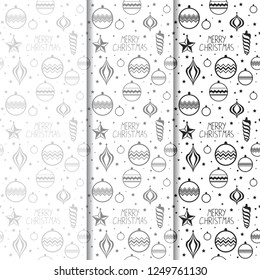 Christmas tree toys pattern with handwritten lettering merry christmas