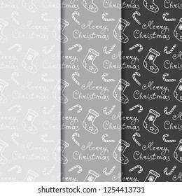 Christmas tree toys pattern with handwritten lettering merry christmas