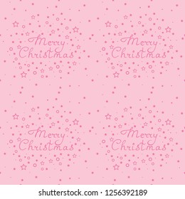 Christmas tree toys pattern with handwritten lettering merry christmas and stars