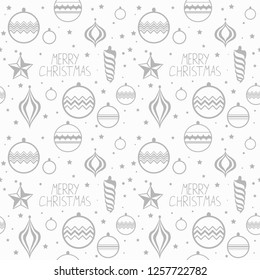 Christmas tree toys pattern with handwritten lettering merry christmas