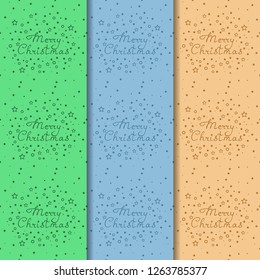Christmas tree toys pattern with handwritten lettering merry christmas and stars