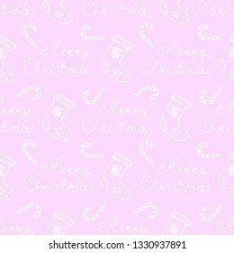 Christmas tree toys pattern with handwritten lettering merry christmas