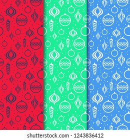 Christmas tree toys seamless pattern