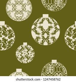 Christmas tree toys seamless pattern
