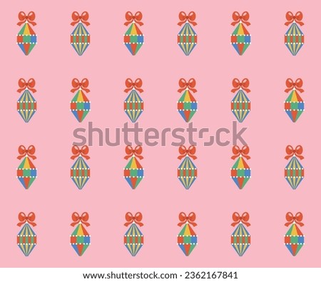 Christmas tree toys seamless pattern design. Vector illustration.