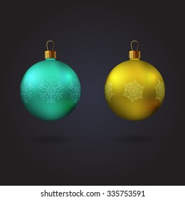 Christmas tree toys with snowflakes. Vector illustration