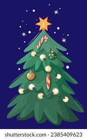 Christmas tree with toys and star