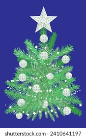 Christmas tree with toys and star
