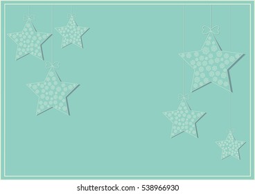 Christmas tree toys star with snowflakes. Invitation card