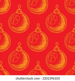 christmas tree toys vector seamless pattern