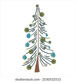 Árvore de Natal. Símbolo tradicional de feriados de inverno. Elemento de design vetorial.