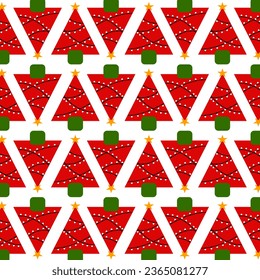 Christmas Tree Triangle so cute. On white background. Vector and illustration. 
