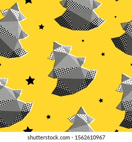 Christmas tree triangle shape seamless pattern backgrounds. Merry Christmas, Happy New Year 
wrapping paper template. Polygonal design illustration. 