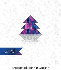 Christmas tree from triangles of cold shades with reflection