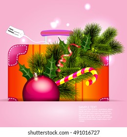christmas tree trunk on a pink background