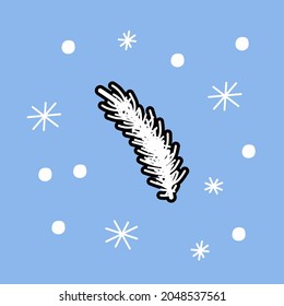 christmas tree twig vector illustration. New Year