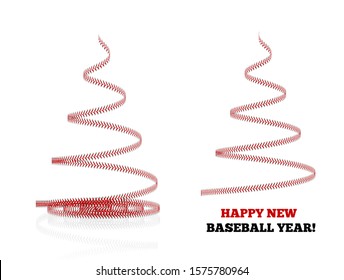 Christmas tree twisted in the form of lacing from a baseball. Vector 3d illustration on a white background.