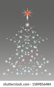 Christmas tree from twisted glare of stars decorated with a garland.