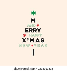 Christmas tree typography poster celebration