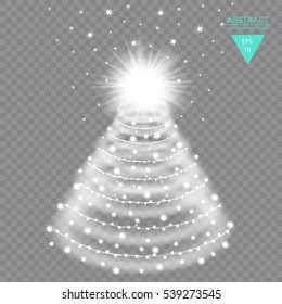 Christmas tree under the rain of glitter.