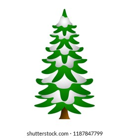 Christmas tree under snow. Vector illustration.