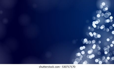 El árbol de Navidad se desenfoca en el fondo azul oscuro con un espacio vacío para un mensaje de texto