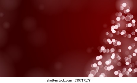 Christmas Tree Unfocused Blurred Lights on the Dark Wide Red Background with an Empty Space for a Text Message