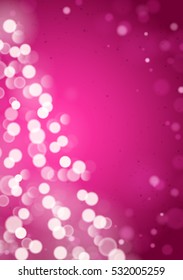 Christmas Tree Unfocused Blurred Lights on the Vertical Pink Background with an Empty Space for a Text Message