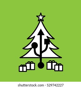 Christmas Tree with USB port digital icon
