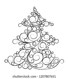 Christmas tree. Vector abstract drawing