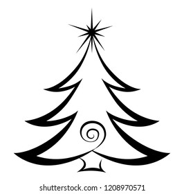 Christmas tree. Vector abstract drawing